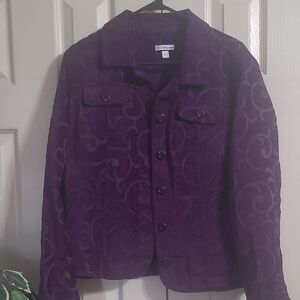 Chaus Deep Purple Swirl Button-Front Jean Jacket